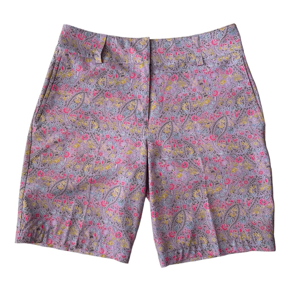 Nike Golf Women's Fit Dry Floral Paisley Pink Purple Bermuda Shorts size 8 - Picture 1 of 9